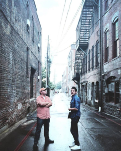 Great day scouting the location for zombie movie teaser with director @suttlefilm and screenwriter @bryan.kish. #zombie #zombieapocalypse #asheville #ashevillenc #downtownasheville #zombies @markiiimedia/ Photo by David Huff